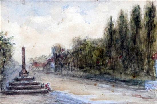 J. E. Mackintosh-Gow Farm scenes and view of a war memorial(-)